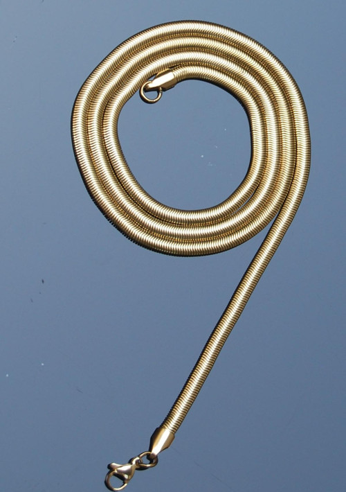Çelik Italyan Yassı Worm Yılan Kolye 4 Mm Altın Renk | Kararmaz , Unisex ,2 Yıl Garantili