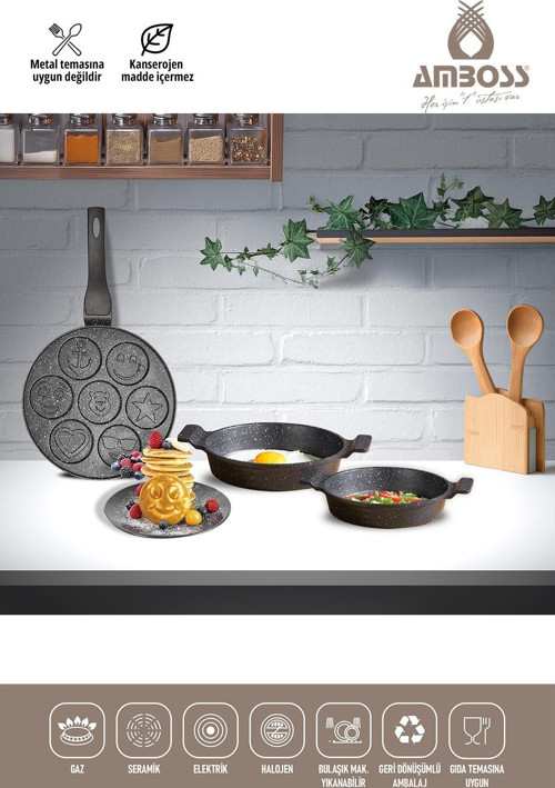 3 Parça Sunday Emoji Pankek Tava Sahan Set