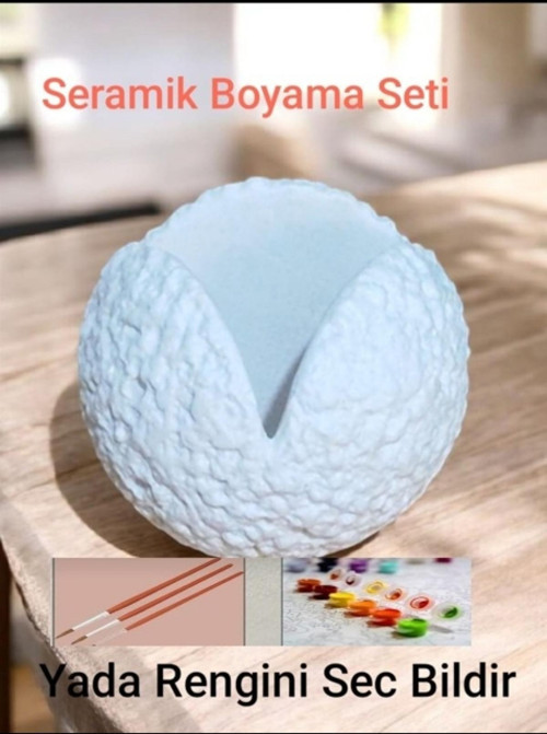 Taş Boyama Seti - 1 Fırça - 3 Boya- Seramik Dekoratif Meteor Çukuru Çok Amaçlı Biblo - Obje