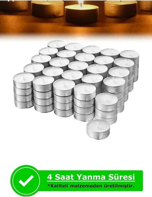 100'lü Tea Light Beyaz Mum 11 Gr.