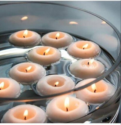 12'li Büyük Yüzen Mum Beyaz