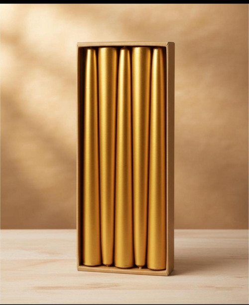 10'lu Metalik Gold-Şamdan Mum-Konik Mum