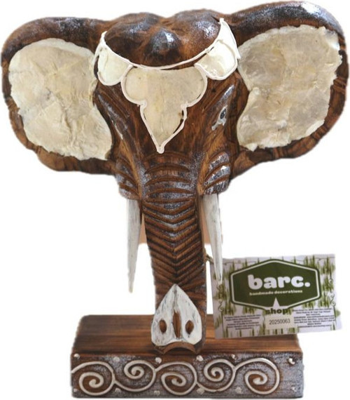 DEKORATİF AHŞAP FİL KAFASI SEDEFLİ 22CM
