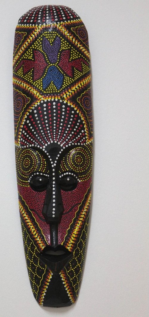 AHŞAP OTANTİK MASK KIRMIZI 50CM DUVAR SÜSÜ MASKE SURAT