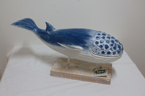 AHŞAP DEKORATİF MAVİ BALİNA 60CM AYAKLI