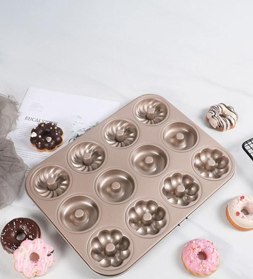 Karbon Çelik 12 li Çiçek Şekil Donut Kek Pişirme Kalıbı mt122
