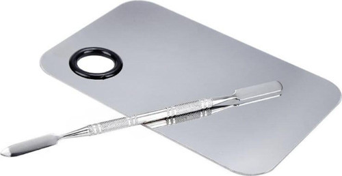 2 Parça Aynalı Çelik Makyaj Fondöten Krem Karıştırma Spatula Palet Set cin906