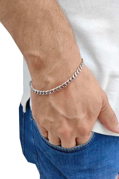 Gri 5 mm. Çelik Erkek Bileklik eu94by-5