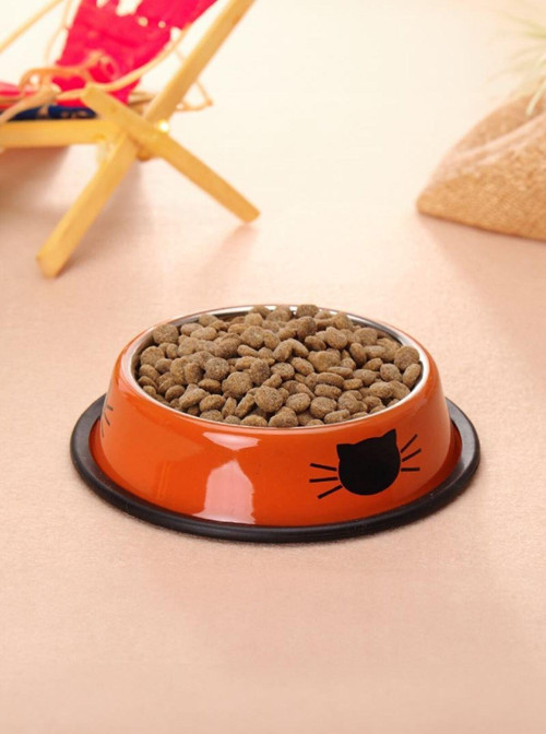Paslanmaz Çelik 180 ml Turuncu Kaymaz Taban Kedi Köpek Mama Ve Su Kabı cin570tr