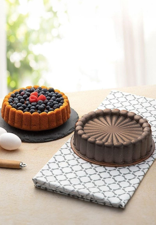 Karbon Çelik 22 cm Yuvarlak Dilimli Tart Turta Kek Kalıbı cin803khv