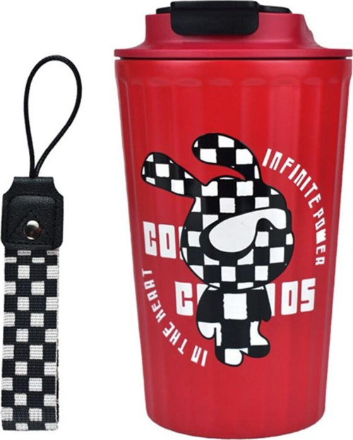316 L Çelik Kırmızı Tavşan Figür 400 ml Kahve El Termos Mug cin483kr