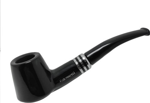 Siyah Parlak Sandalwood Bilezikli Ahşap Pipo rc98