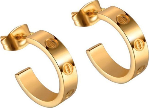 Gold Vidalı Tasarım Kadın Çelik Küpe eh81sr