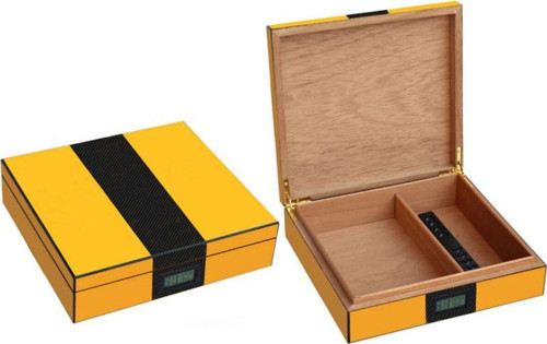 Sarı Karbon Fiber Humidor Puro Kutusu rc60