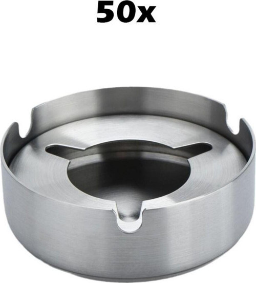 50 Adet Çelik 8 cm Kafe Restaurant Lokanta Yuvarlak Kül Tablası Küllük cin955-50