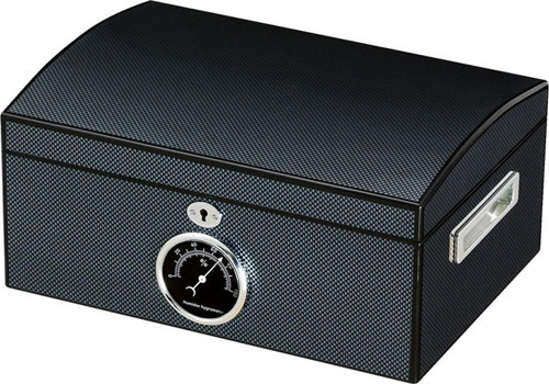 Siyah Karbonfiber 2 Katlı Humidor Puro Kutusu rc05