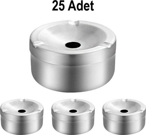 25 Adet Çelik 10 cm Kafe Restaurant Kapaklı Yuvarlak Kül Tablası Küllük cin898by