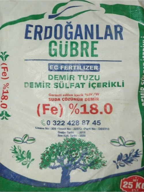 Demir Sülfat % 18 Fe 25 Kg Kargo Bedava