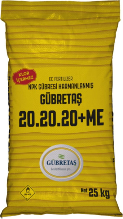 20.20.20+ME Harmanlanmış NPK Gübresi - KLOR İÇERMEZ | 25 Kg