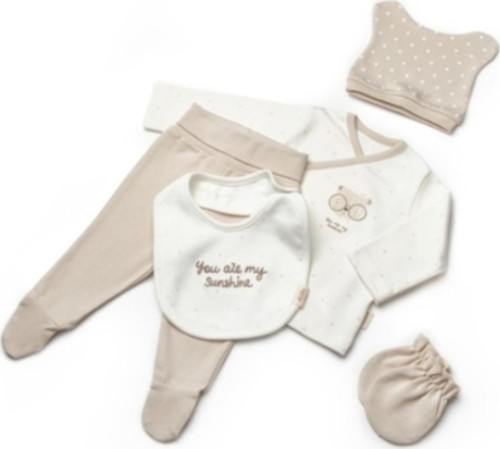 5'li Hastane Çıkış Seti,%100 Organik Pamuk,Bebek ve Yenidoğan Serisi