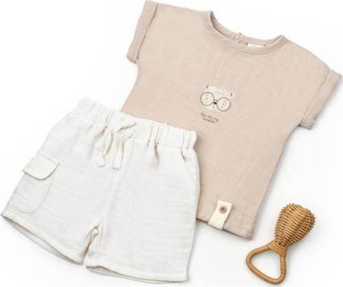 Bebek Şort & Tshirt Set,Müslin,%100 Pamuk,Bebek ve Yenidoğan Serisi
