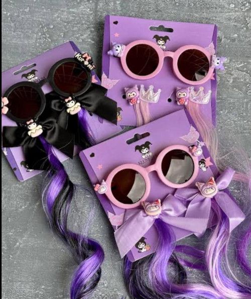 1 SET Kuromi Gözlük ve Toka Set UV400 Korumalı Güneş Gözlüğü