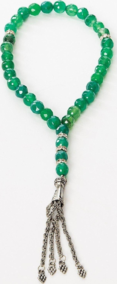 Yeşil Akik Doğaltaş Tesbih 33'lü