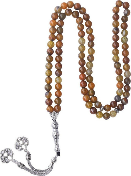 Damarlı Tarcın Akik Doğal Taş 99'Lu Tesbih