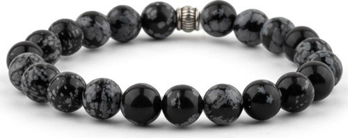 Obsidyen Doğal Taş Bileklik (8mm Küre Kesim)