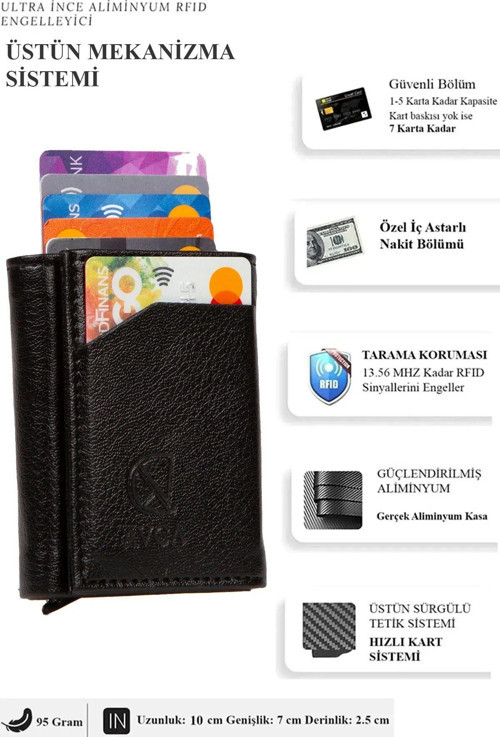 Çok Gözlü Akıllı Kredi Kartlık Kartvizitlik Otomatik Unisex Cüzdan Mekanizmalı Deri Cüzdan