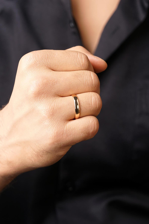 14 Ayar Altın 4 mm Bombeli Erkek Klasik Alyans