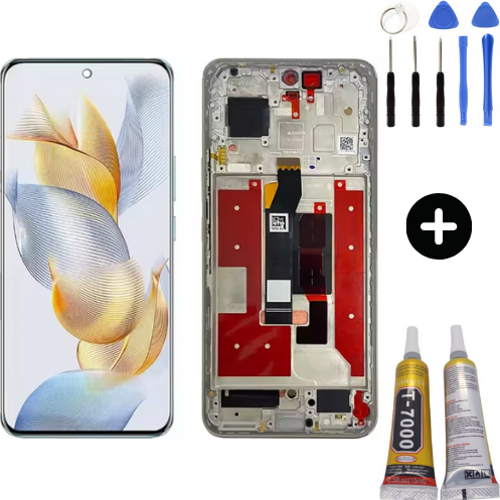 Huawei Honor 90 REA-NX9 Uyumlu Çıtalı Lcd Ekran Dokunmatik Beyaz + Montaj Seti