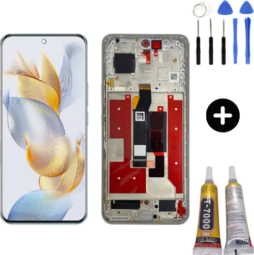 Huawei Honor 90 REA-NX9 Uyumlu Çıtalı Lcd Ekran Dokunmatik Siyah + Montaj Seti
