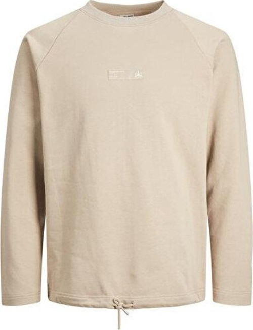 Jack Jones Jconavigator Sweat Crew Neck Erkek Günlük Sweatshirts 12229348-COBBLESTONE Krem