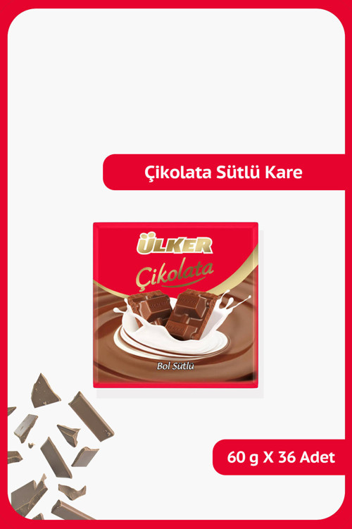 Bol Sütlü Kare Çikolata - 60 gram - 36 Adet