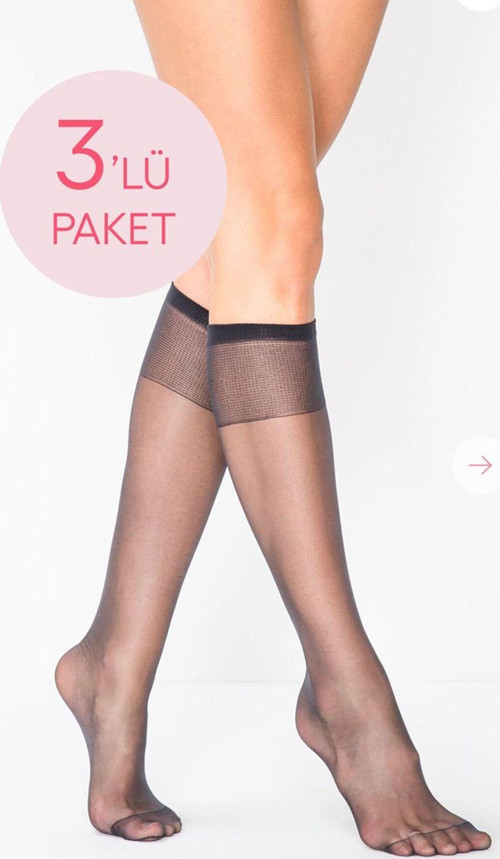 fit15 siyah 3'lü pantolon çorabı