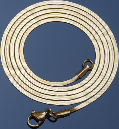 Çelik Italyan Yassı Balıksırtı Kolye 2 Mm Altın Renk | Kararmaz , Unisex , 2 Yıl Garantili