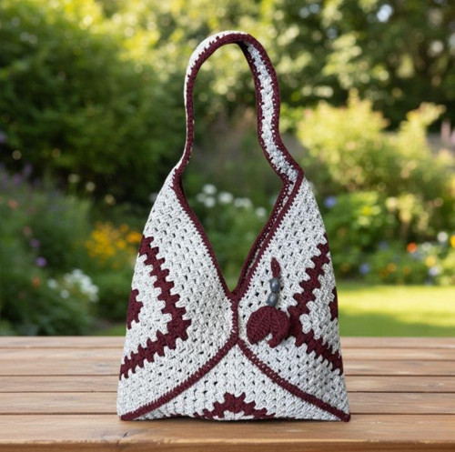 - Emine 9106 9584 El Örgüsü Boncuk Detaylı Çanta / 36 cm - 35 cm