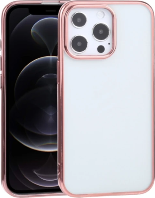 iPhone 13 Pro 6.1inç Lazer Kaplama Renkli Kenar Şeffaf Kılıf-(5775)