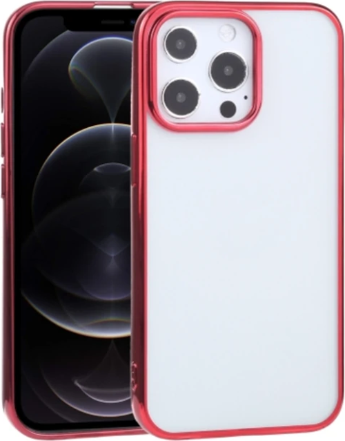 iPhone 13 Pro Max 6.7inç Lazer Kaplama Renkli Kenar Şeffaf Kılıf-(5775)