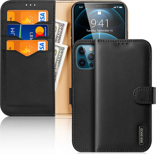 Dux Ducis iPhone 12 Pro Max Kılıf Mıknatıslı Cüzdanlı Deri Kılıf Hivo Series-(5775)