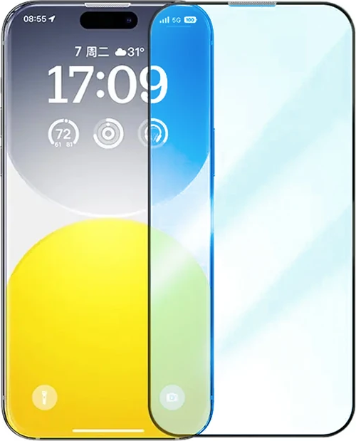 Baseus Crystalline iPhone 15 Pro Full Koruma Anti Mavi Işık Tempered Cam Ekran Koruyucu-(5775)