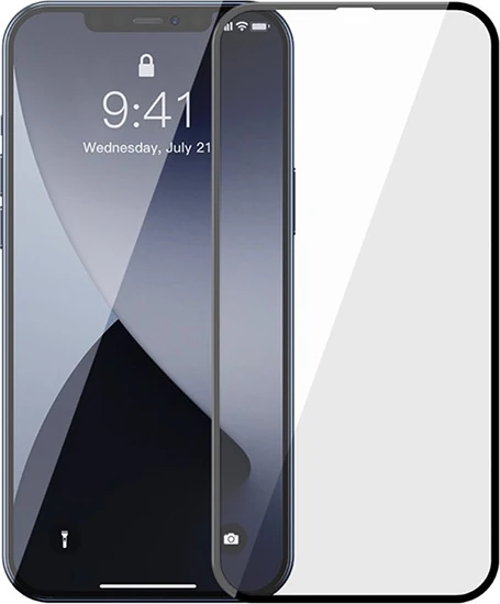 Baseus İPhone 12 Pro Max 6.7 0.3MM 3D Full Tempered Cam Ekran Koruyucu 2Adet Set-(5775)