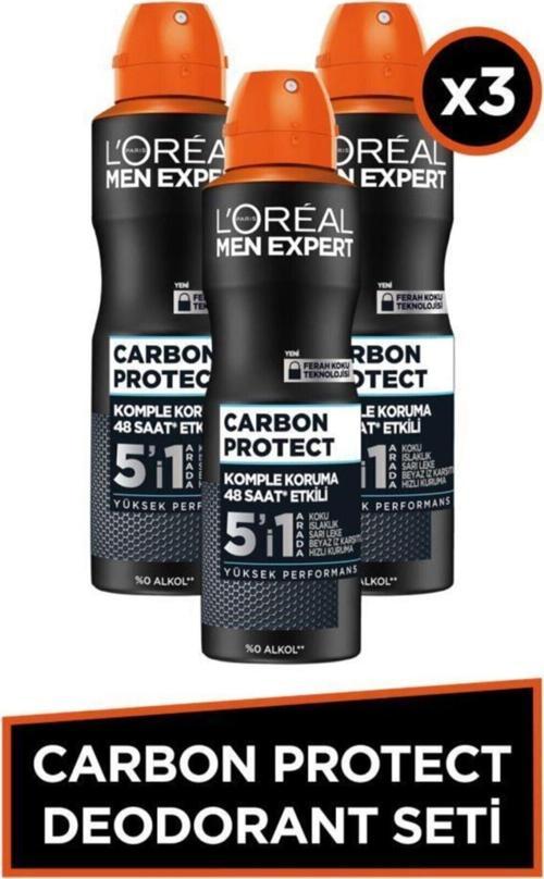 Carbon Protect Anti Perspirant 5'i 1 Arada Erkek Sprey Deodorant 150 ml 3'lü Set