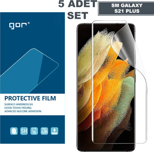 GOR SM Galaxy S21+Plus HD Darbe Emici Ekran Koruyucu Jelatin 5 Adet Set-(5775)