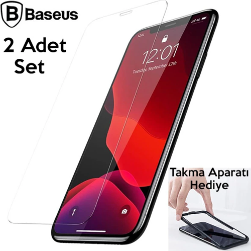 Baseus İPhone 11 Pro- X-XS 0.3mm Ful Tempered Cam Ekran Koruyucu 2 Adet Set-(5775)