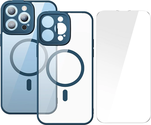 Baseus Frame Series iPhone 14 Pro Max 6.7 Kamera Koruyuculu Magsafe Kılıf + Tempered Ekran Koruyucu-(5775)