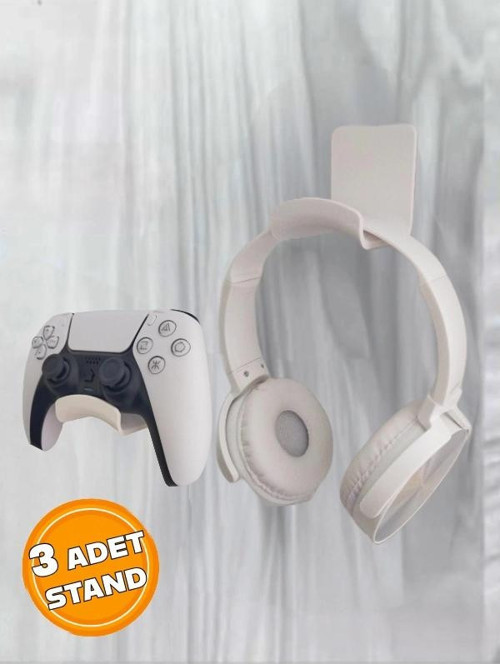 Kulaklık Standı 3 ADET Kulaklık Tutucu Kol Standı Bantlı Ps4 Ps5 Xbox Uyumlu Beyaz