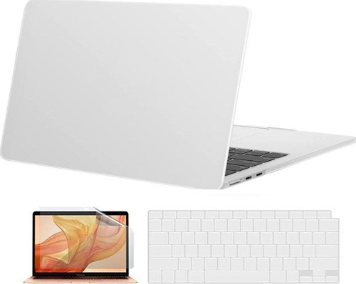 Macbook Air 13 Inç M1 Çip A2337 Tam Uyumlu Alt Üst Kılıf + Klavye Kılıfı + Ekran Koruyucu Film
