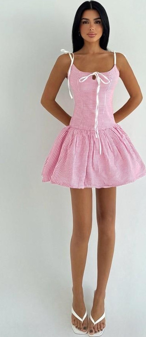 YAKE STORE Kırmızı Monah Mini Elbise ATE-3576